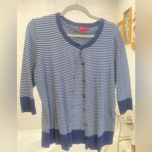 Merona Navy and White Striped Cardigan